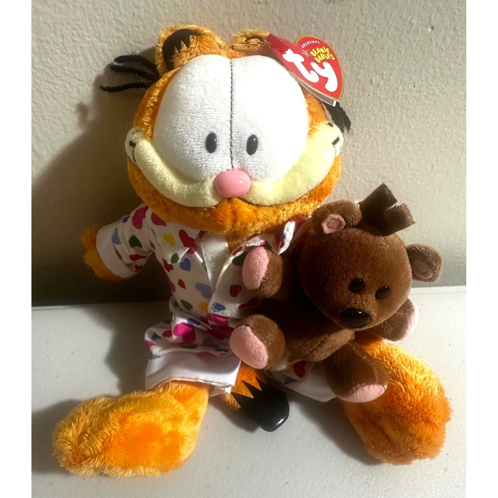 Ty Beanie Babies Garfield Good Night Plush NWT Pajama Teddy Bear Y2K Stuffed Cat